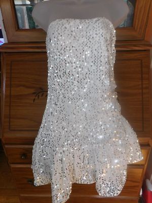 sachin and babi light blue dress White Sequin Mini Dress