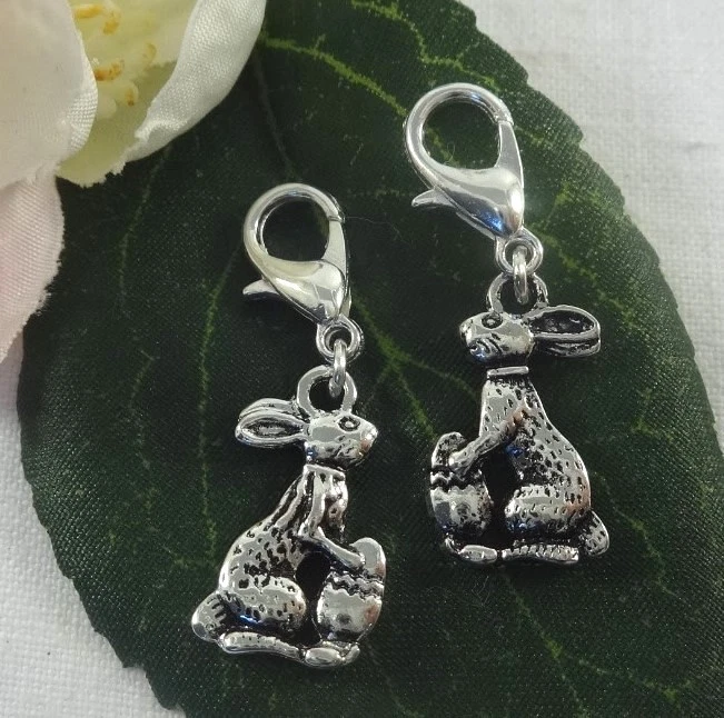 HASE & OSTEREI SILBER ANHÄNGER OSTERHASE HASEN CHARM ANHÄNGER KETTE HALSKETTE - Bild 1 von 1