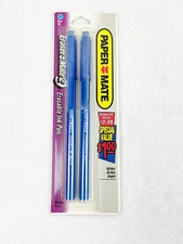 VINTAGE 1995 PAPER MATE ERASER MATE 2 ERASABLE INK PEN - BLUE INK - 2 PENS. NOS 