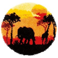 Vervaco Latch Hook Kit - African Sunset 22" Round