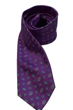 Robert Jensen Purple Hurricane Oval Woven Italian Silk Tie Hand Sewn Geometric