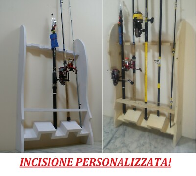 5 Seater Fishing Rod Holder Wooden Fishing Display Rack 