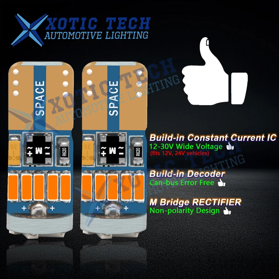 Marcador lateral LED sem erros pisca-pisca externo luz de placa de licença lâmpada de cortesia âmbar - Imagem 3 de 4