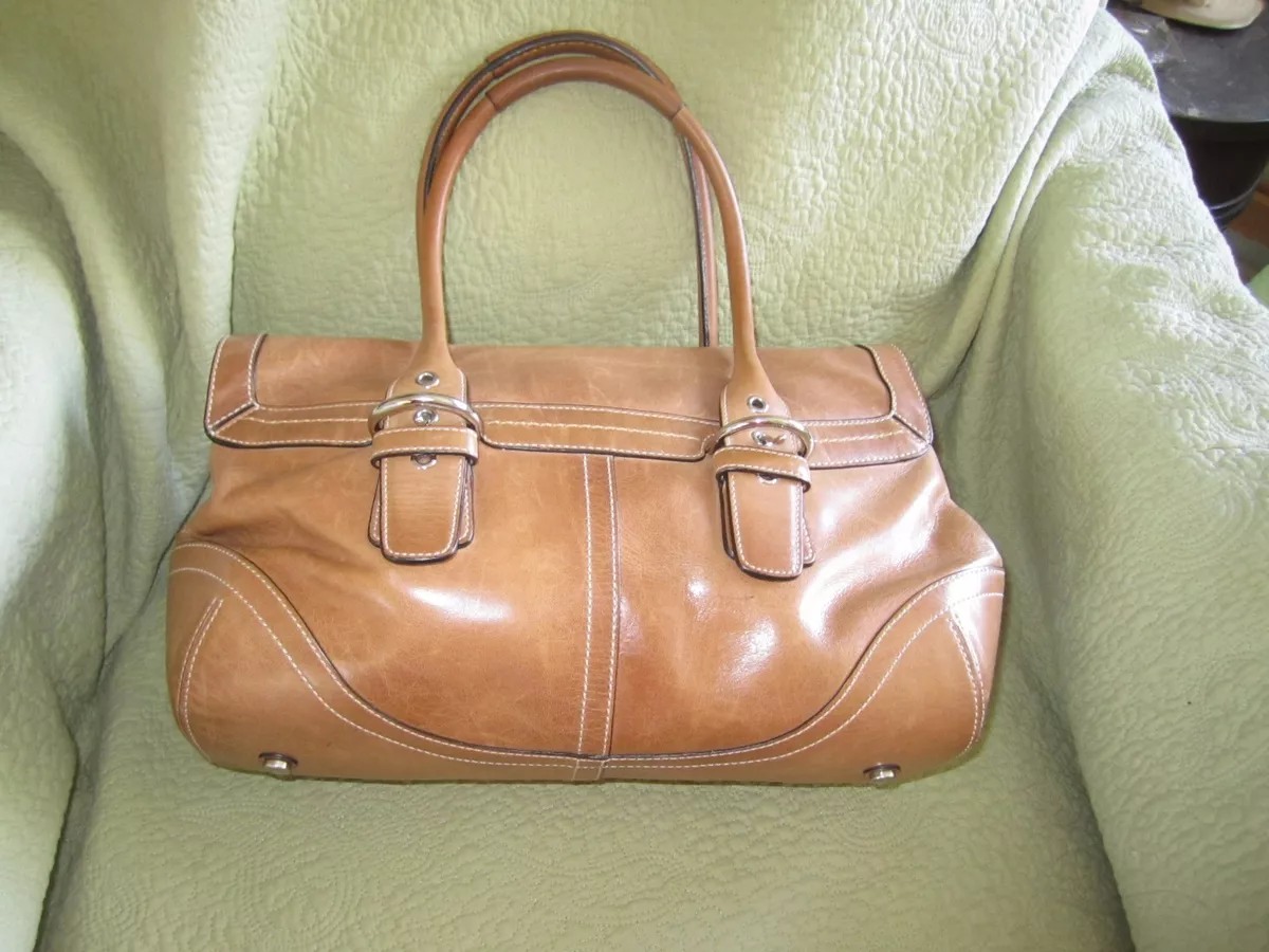 RARE STYLE GORGEOUS VINTAGE AUTHENTIC COACH WOMENS TAN LEATHER BAG L04D 9636
