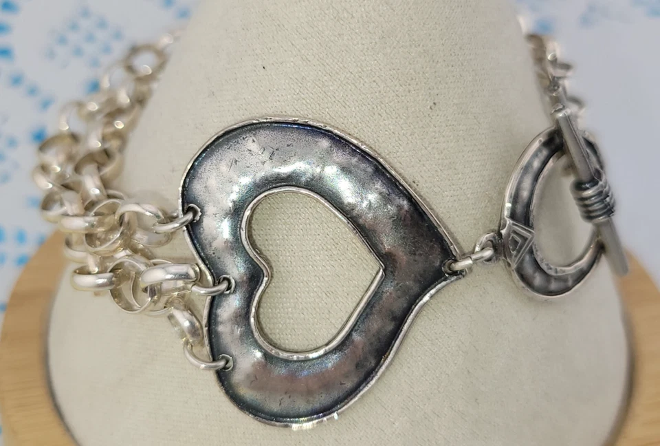 Silpada Retirada 💓Dije Corazón Cadena Capas Pulsera Plata Esterlina 7.5" B1510 Foto 2 de 4