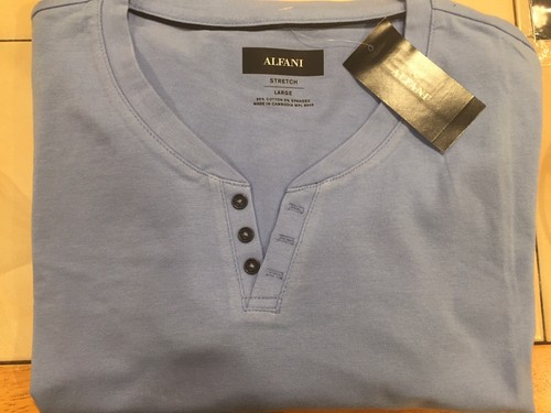 Alfani Herren Large Split Crew T-Shirt Yachtblau Stretch Weich Kurzarm Neu mit Etikett - Bild 7 von 8