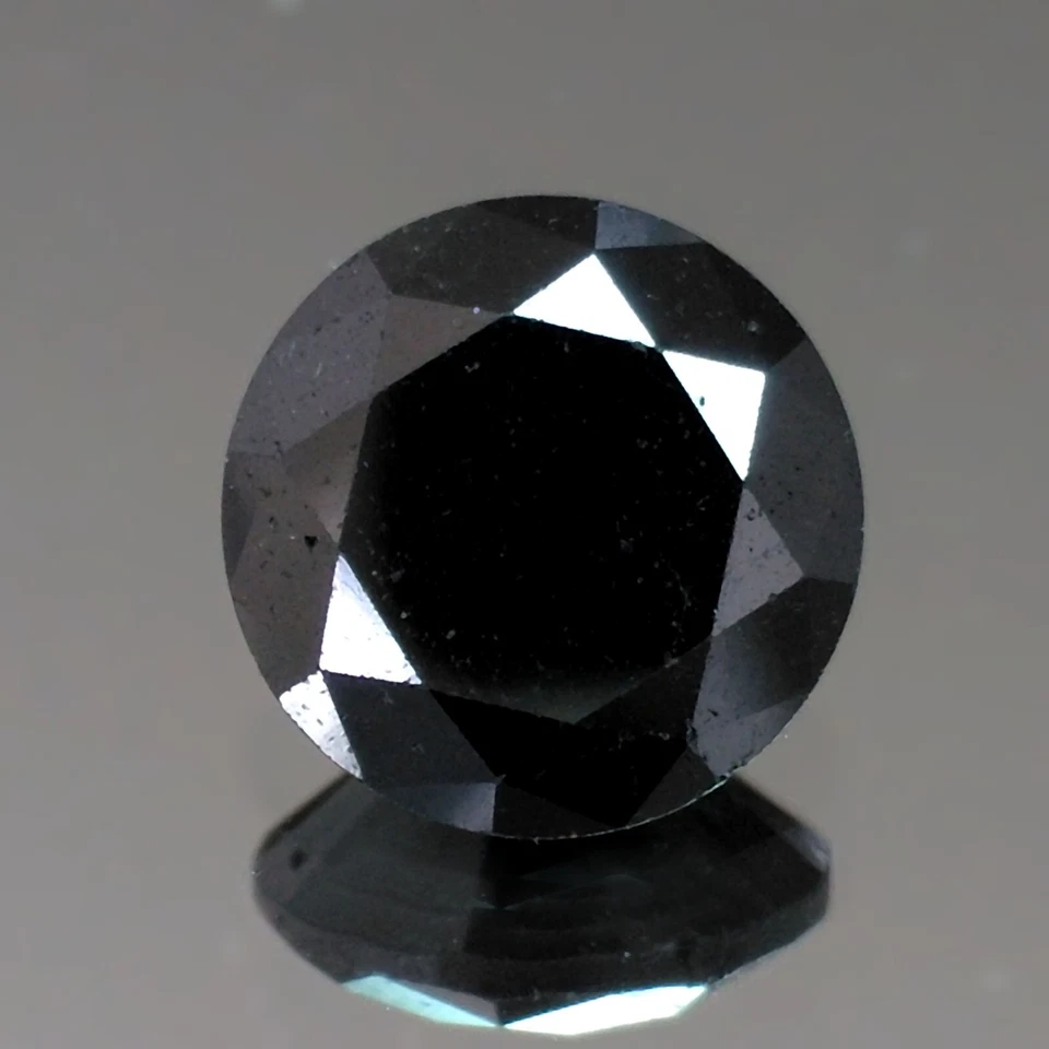 3.70cts 9mm Huge Round Fancy Jet Black Natural Earth Mined Loose Diamonds - Image 2 of 4