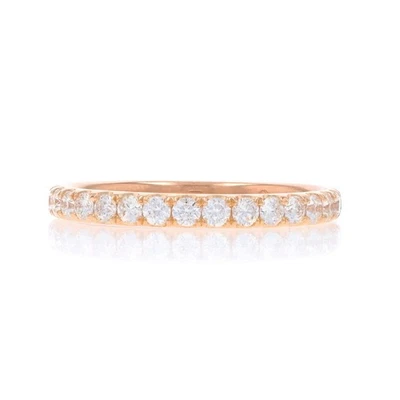 Anillo de Boda Oro Rosa Diamante - 18k Brillante Redondo .50ctw Francés Set - Imagen 1 de 4