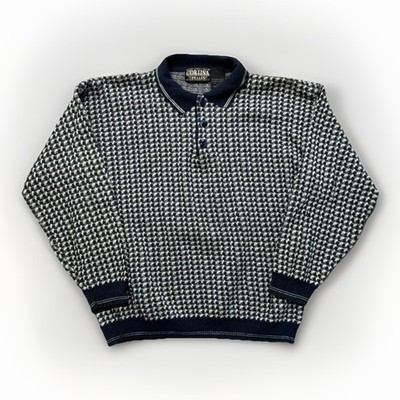 Vintage Cortina Italy Sweater Mens Size Large Collared Pullover Cotton Blend