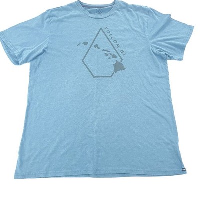 Men's Volcom Modern Fit T Shirt XL Hawaii Blue Skater Streetwear Cotton Poly