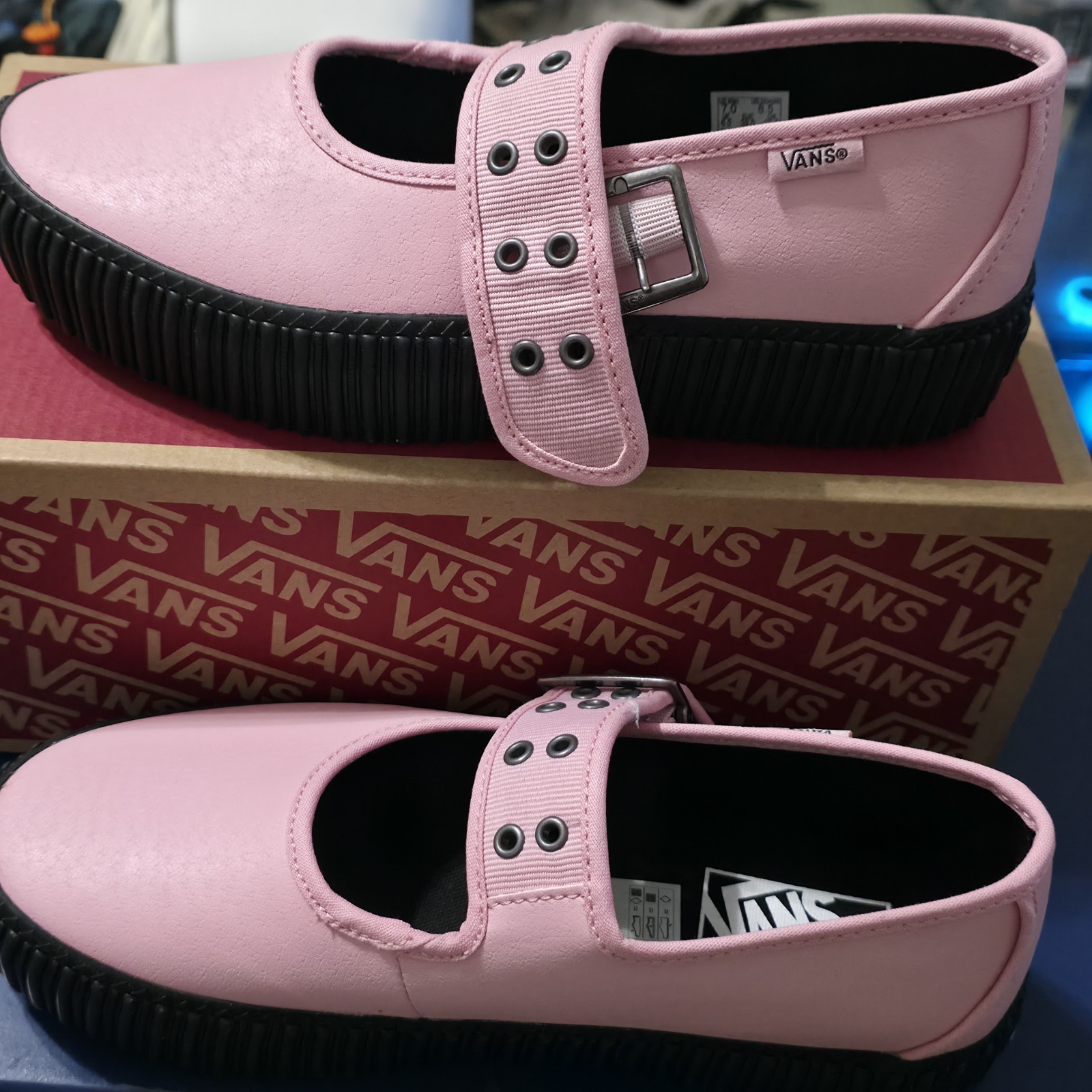 Coral Blush Pink Mary Jane Creeper Vans Womens 8.5