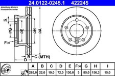2x ATE Bremsscheibe 24.0122-0245.1 für MERCEDES SPRINTER B904 Bus B903 CLASSIC