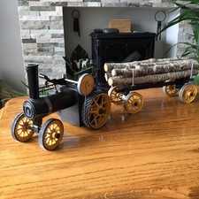 Mamod TE1A Traction Engine + Trailer with Log Load - Unboxed
