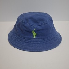 Polo Ralph Lauren Baby Bucket Hat Blue Green Pony Logo Cotton 9-24M Toddler