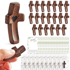 20 Set My Heart Cross Bulk Wooden Handheld Pocket Cross Fidget With Card Orga...