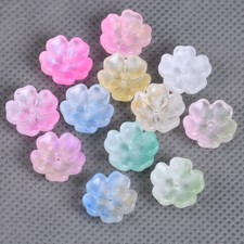 10pcs Flower Shape 13mm Glossy Lampwork Glass Loose Beads For Jewelry Making