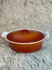 Vintage Descoware Flame Red Individual Casserole Pot Dutch Oven Belgium FE 18