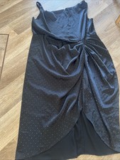 Quiz Black Off The Shoulder Dress Size 26 Dimantes Front Split Special Occasion