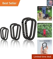 Durable Black Carabiner Clip Set - Includes 2in, 2.3in & 3in for All Activities