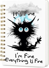 Lined Spiral Journal Notebook for Women, A5 College Ruled Spiral Explosive Cat