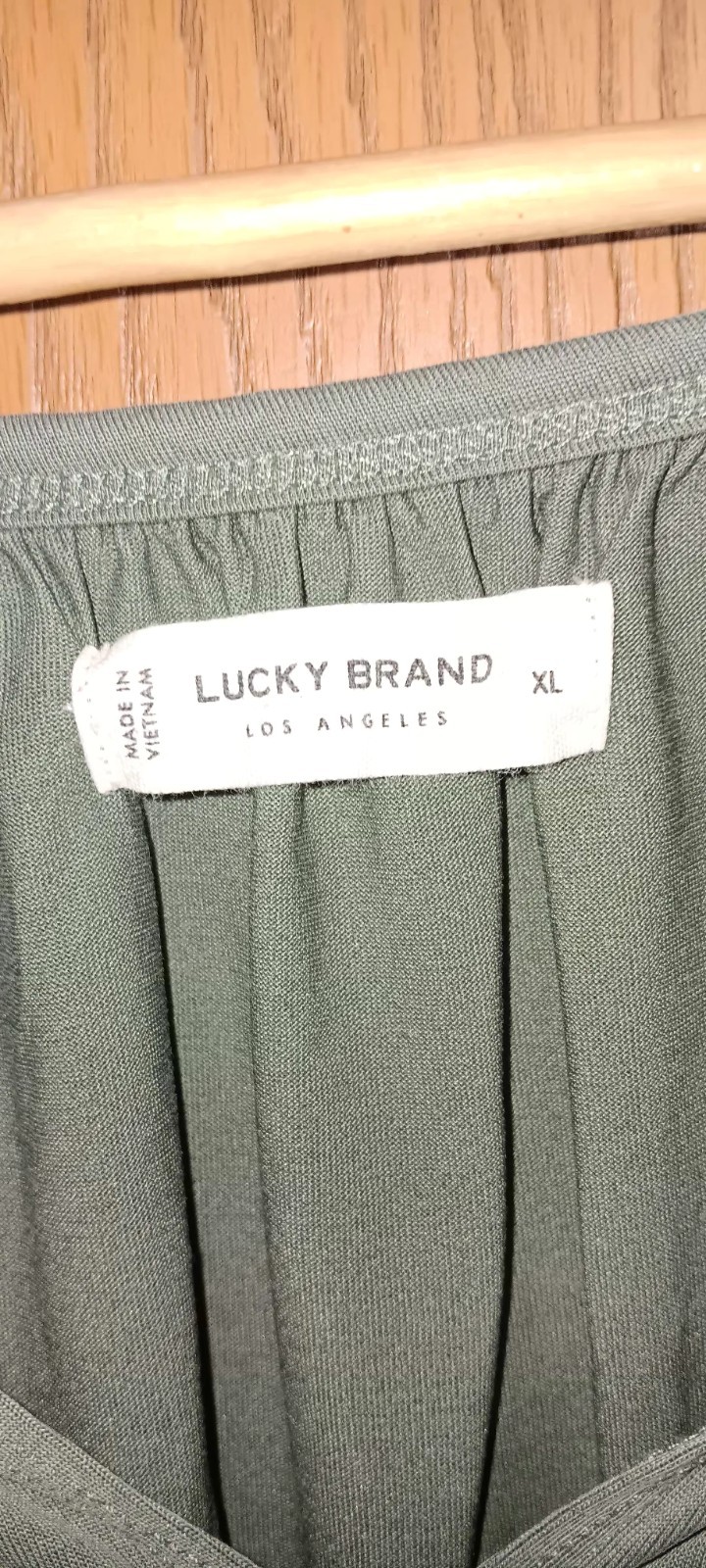 Lucky Brand Vneck Puffed Sleeves Blouse Womens Size XL Sage Green Elastic Waist