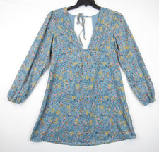 Forever 21 Floral Print Mini Dress Juniors Size L Long Sleeve