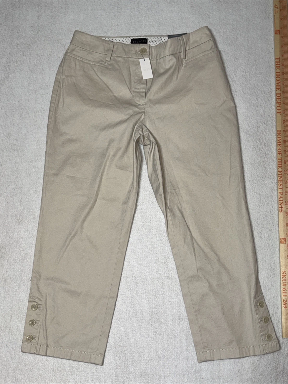 Talbots Size 2 Perfect Skimmer khaki pants cropped $89 pedal pusher capri NWT