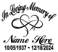 In Loving Memory Decal Infinity Heart Forever Loved Car Window Vinyl Sticker
