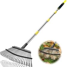 Rake Heavy Duty 6FT Long Garden Rakes , 18.5 Inch Wide Leaf Rake for Lawns, 2...