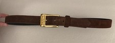 VTG Express Suede Leather Gold Brass Ornate Buckle Belt 32 Leather Brown L