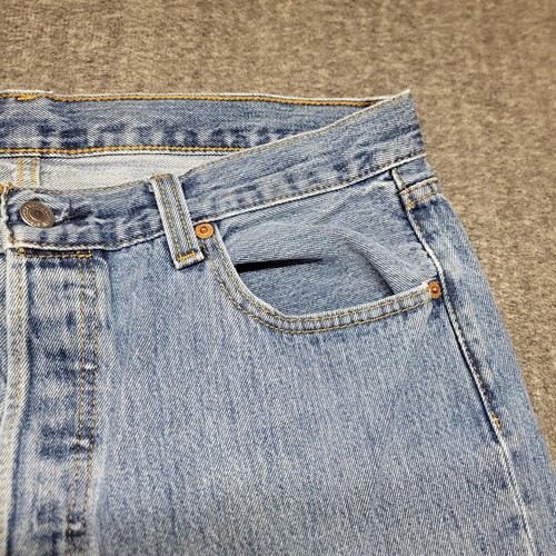 Levi's 501 Jeans Herren 35 x 29 blau gerade normale Knopfleiste Baumwolle Denim Hose - Bild 5 von 18