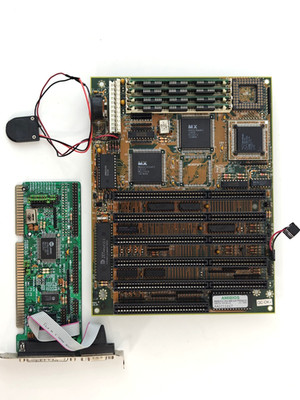 Pine PT-321 386 board + AMD 386 DX-40 + 4 MB RAM + IDE FDD controller + batt mod