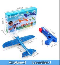 3 Pack LED Foam Glider Airplane Launcher Toys 13" Kids Outdoor Flying Gift