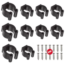 Pool Cue Holder 10 Pieces Plastic Fishing Pole Rod Clips - Black Stick Billiards