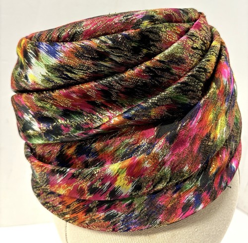 Vintage 1950s Ladies Hat Vivi by Elite w/ Orig Store Tag Rainbow & Gold Colors - Picture 3 of 11
