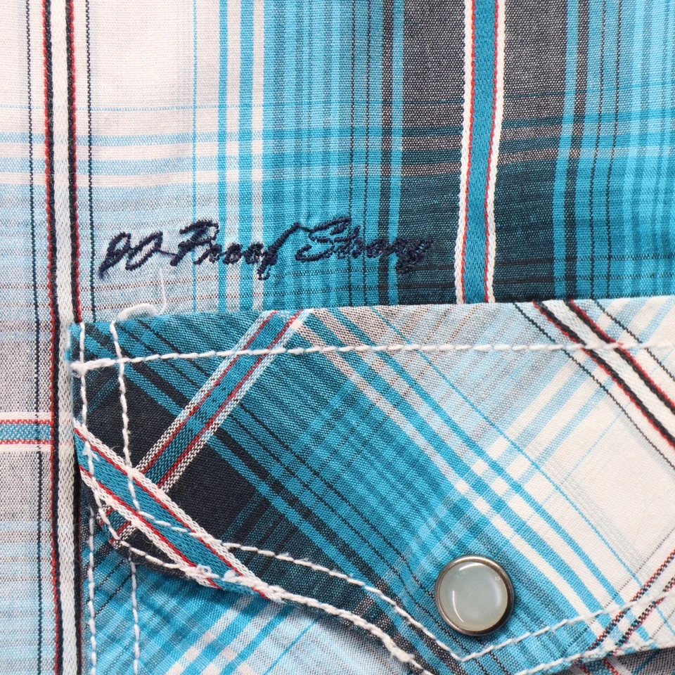 Panhandle Slim Shirt Mens Large 90 Proof Western Pearl Snap Plaid Long Sleeve - Image 2 of 4