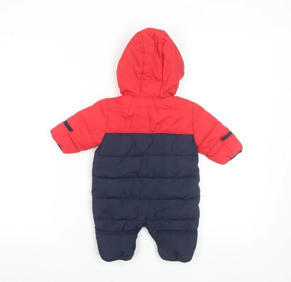 Converse Unisex Baby Red & Navy Puffer Snowsuit 0-3 Months Hooded Winter Suit - Изображение 3 из 4