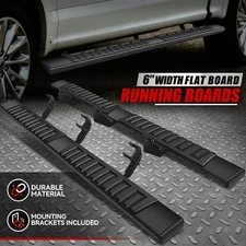 For 15-24 Ford F150-F450 Super Crew Cab 6" Flat Side Step Bar Running Boards
