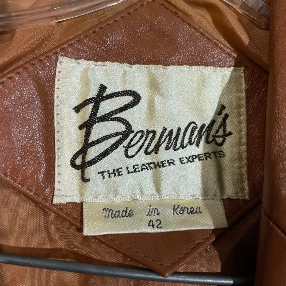 Berman's Brown Button Up Leather Blazer Jacket Women's Size 42 - Image 4 of 4