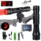 Hunting 800 Yards Red LED Flashlight Torch Zoom Scope Mount Rechargeable Light