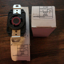 "LOT OF 2" NEW Leviton 2730 Flush Mounting Locking Receptacle, Black