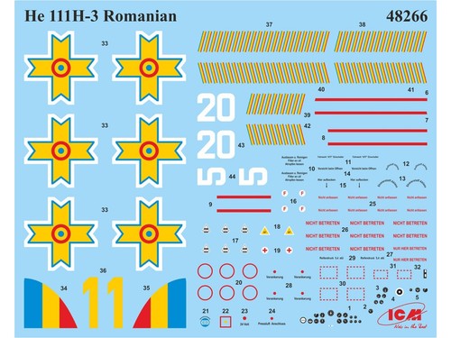 WWII Bomber He 111H-3 Romanian AF Plastic Model Kit Scale Kit 1/48 ICM 48266 - Picture 9 of 12