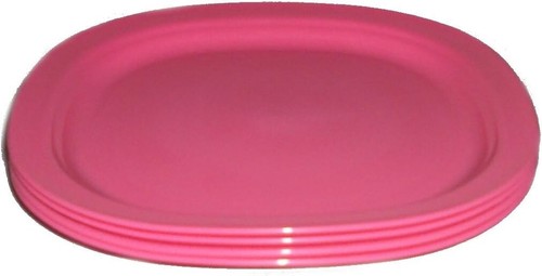 Tupperware Impressions Dessert Plates 8" Square Pink New - Picture 4 of 4