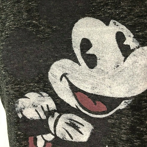 Authentic Disney Adult Mickey Mouse Tee Heather Black Dark Gray S Distressed Top - Imagen 5 de 9