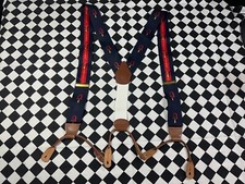 Vintage Dooney Bourke Navy Red Yellow Suspenders