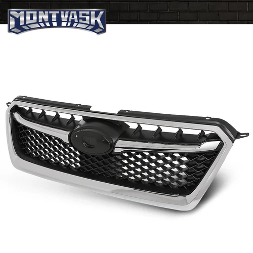 Front Bumper Upper Grille Grill w/ Chrome Trim Fit For 2012-2016 Subaru Impreza