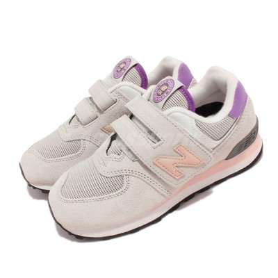New Balance 574 Wide Grey Pink White Strap Kids Preschool Casual Shoe  PV574HZ1 W | eBay