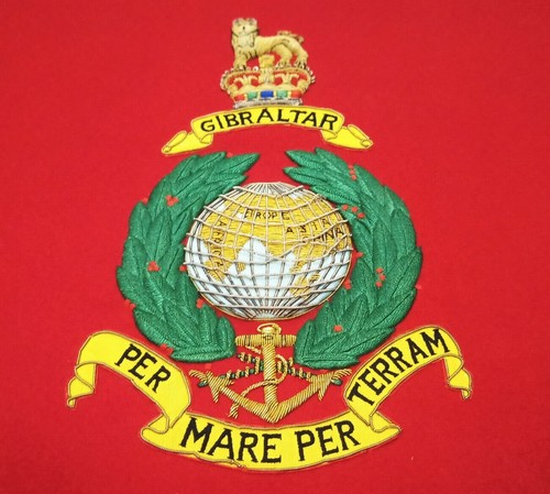 Genuine British Royal Marines RM Ceremonial / Lectern Banner PER MARE PER TERRAM - Picture 5 of 25