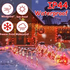 12pcs Set Solar Christmas Candy Cane Lights Outdoor Garden Pathway Decorations