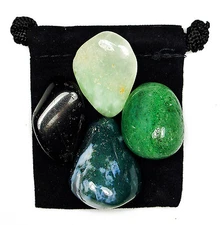 GARDEN HEALTH Tumbled Crystal Healing Set = 4 Stones + Pouch + Card